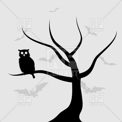 400x400 Owl Sits On Tree Branch Royalty Free Vector Clip Art Image