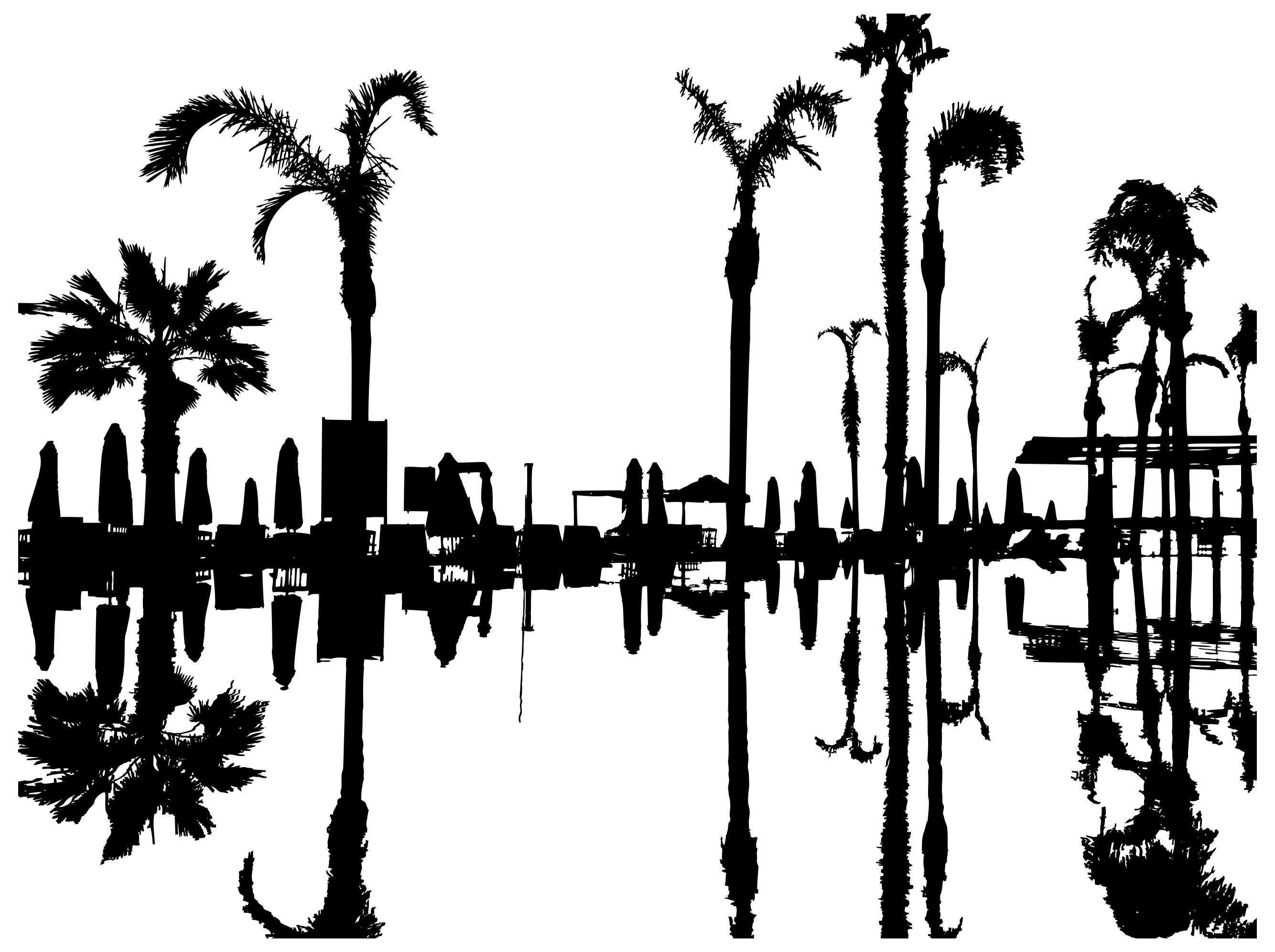 2668x1993 Palm Trees Reflection Silhouette Clipart