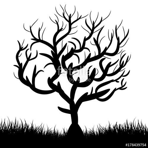 500x500 Silhouette Of Tree Without Leaves (Autumn, Winter), Cartoon On