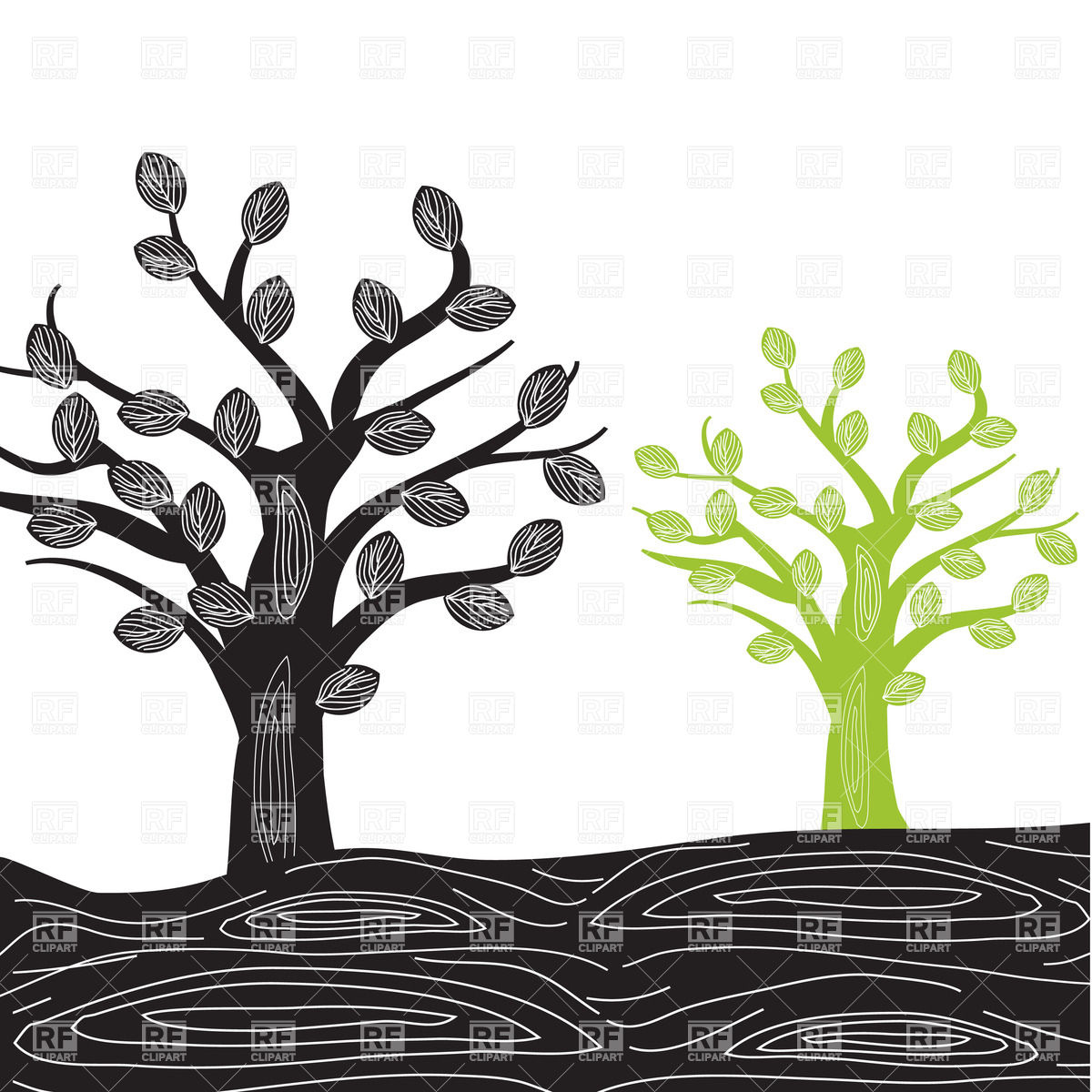 1200x1200 Spring Tree Silhouette Royalty Free Vector Clip Art Image