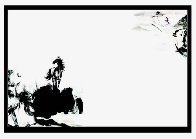 650x461 Chinese Wind Horse Ink Border, Ink, Fine Horse, Chinese Style