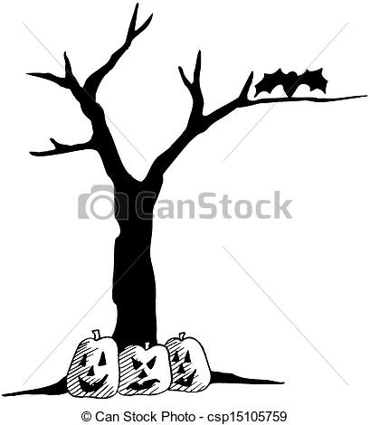 409x470 Halloween. Tree Silhouette. Clipart Vector