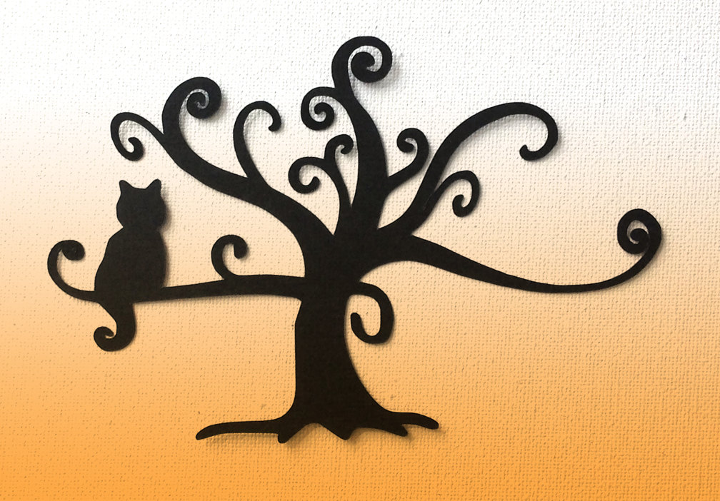 1008x702 Cat In Swirl Tree Die Cut Silhouette Great For Card Making Set