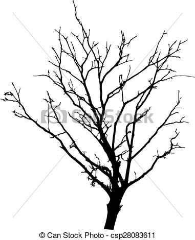 381x470 Vector Black Silhouette Of A Bare Tree Vector Clip Art