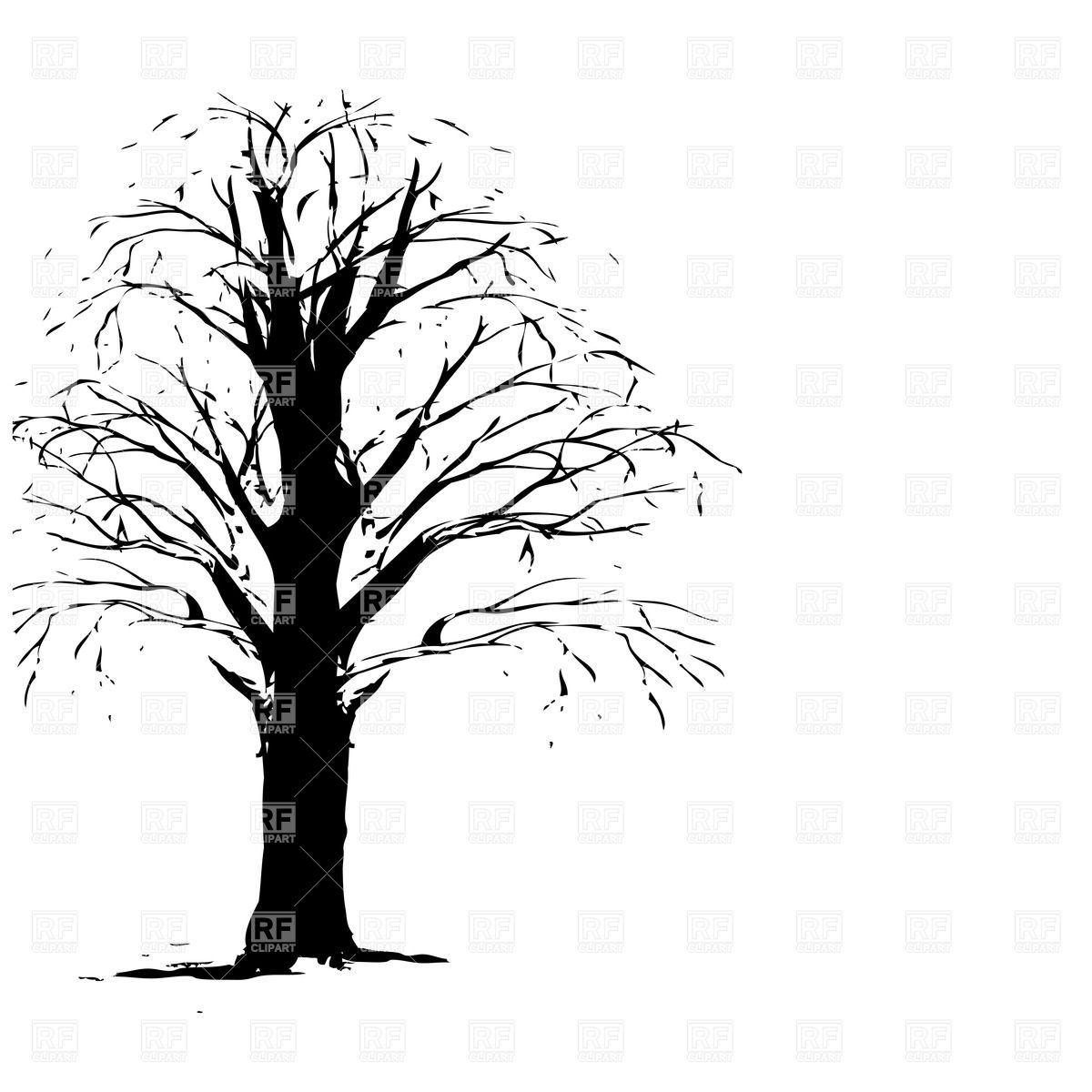 1200x1200 Silhouette Of Dry, Leafless Tree Royalty Free Vector Clip Art