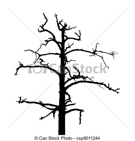 450x470 Tree Silhouette On White Background, Vector Illustration Eps
