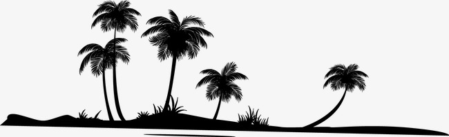 650x199 Coconut Trees Silhouette, Coco, Sketch, Sandy Beach Png And Vector