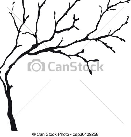450x470 Black Silhouette Of A Bare Tree. Vector Tree Silhouette Clipart