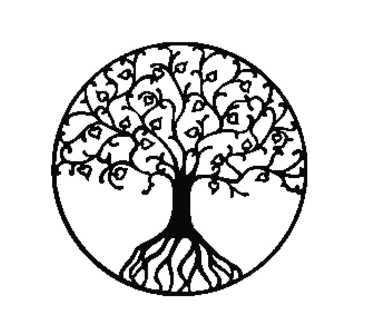 1500x1381 Handmade Tree Silhouette Pdf Cross Stitch Pattern