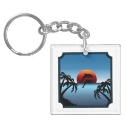 260x260 Palm Tree Silhouette Orange Sunset Keychains Zazzle