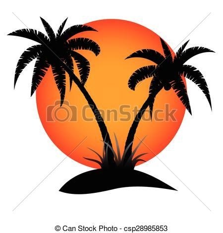 450x470 Palm Tree Silhouette Sunset Clipart Simple Living Tree In