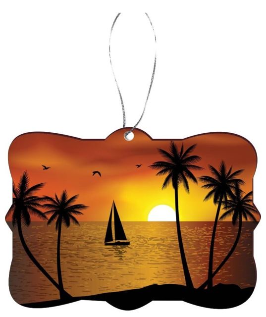 537x640 Silhouette Boat Palm Trees On Sunset Design Rectangle Christmas