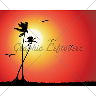 325x325 Tropical Palm Trees Silhouette On Sunset Background Gl Stock Images