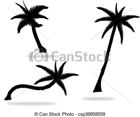450x376 Set Of Palm Tree Silhouettes Vector Illustration Isolated
