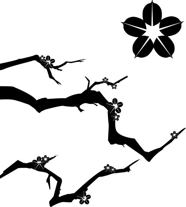 600x667 Plum Blossom Silhouette Vector Pattern Free Vector Free Download