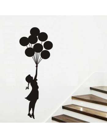 350x450 Girls And The Balloon Wall Sticker For Kids Room Decor Vinyl Wall