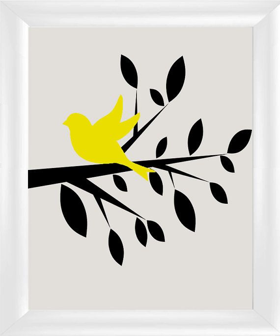 570x684 Tree Silhouette With Bird Modern Contemporary Wall Art