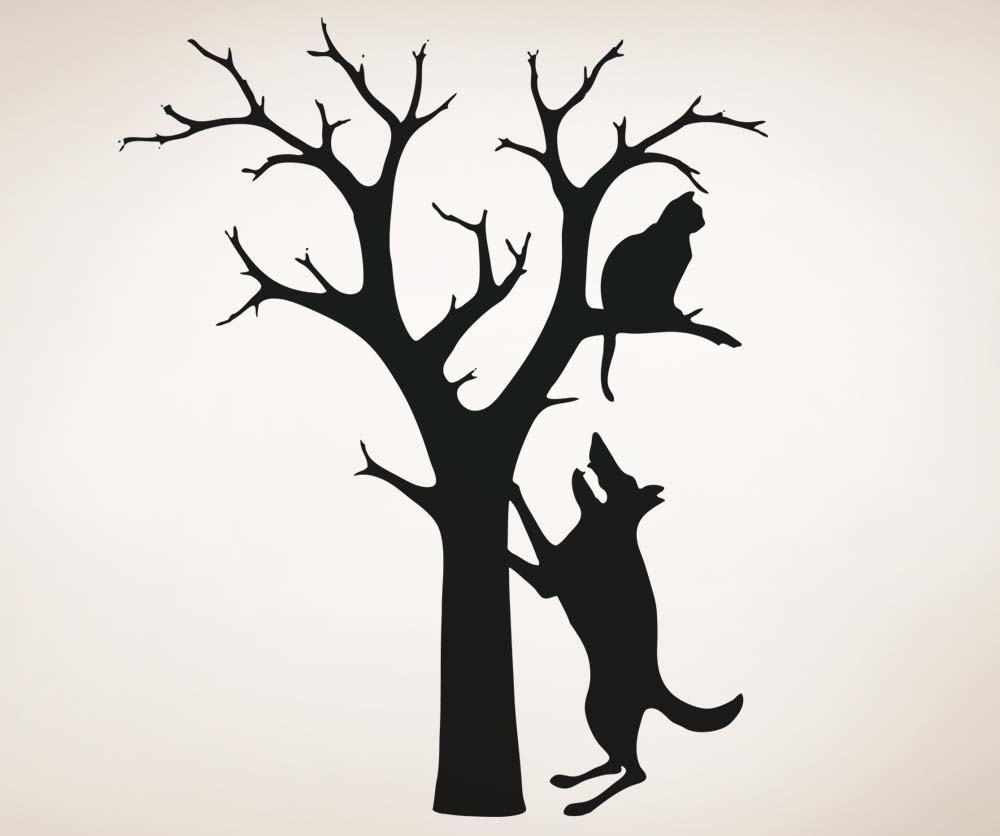1000x836 Vinyl Wall Decal Sticker Dog And Cat In Tree