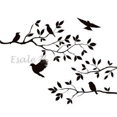 236x236 Tree Silhouette With Bird Flying Ella's Big Girl Birdy Room