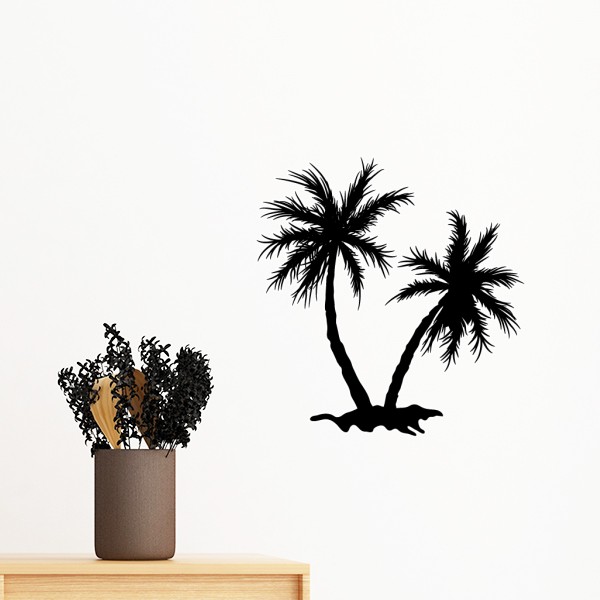 600x600 Beach Coconut Tree Black Silhouette Removable Wall Sticker Mural