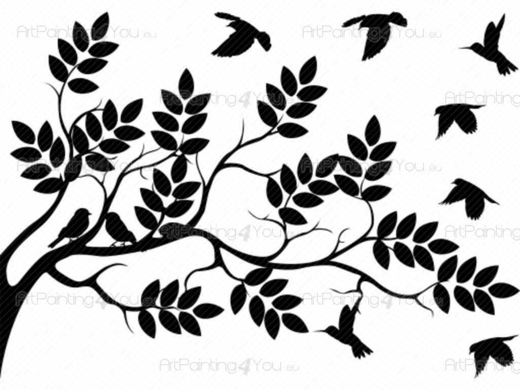 1024x768 Wall Decals Tree Amp Birds (Vdf1135en)