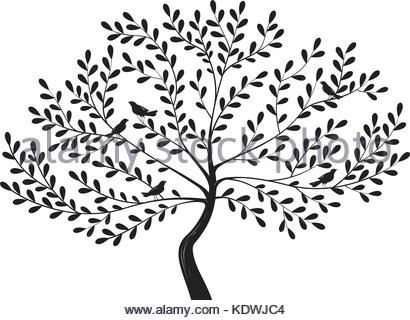 410x320 Image Of Nature. Tree Silhouette. Vector Illustration Stock Vector