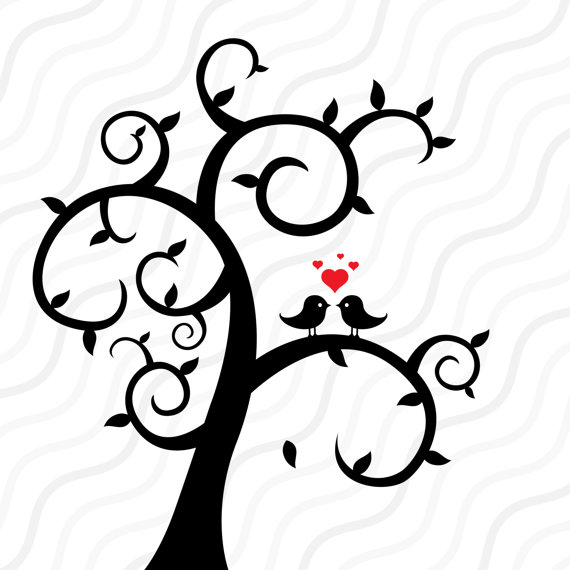 570x570 Love Bird Tree Svg, Tree Svg, Wedding Svg, Valentine Svg Cut Table