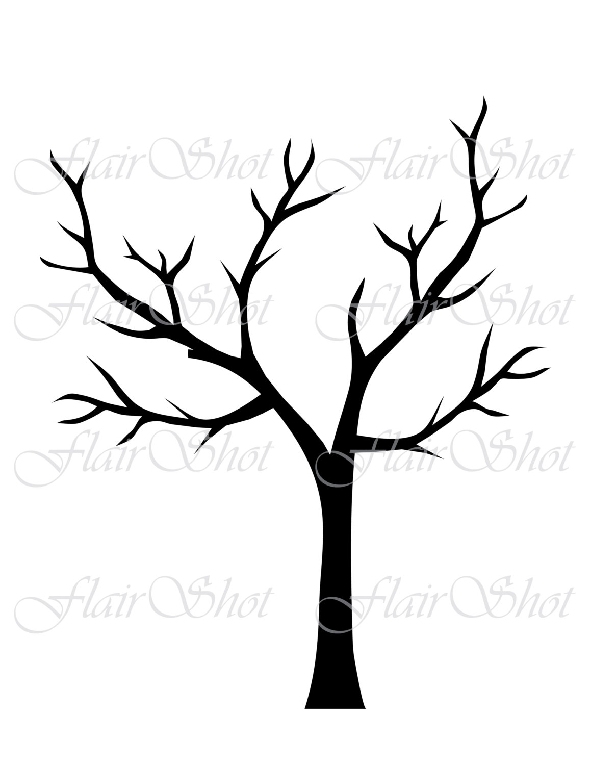 1159x1500 Digital Tree Clip Art, Silhouette Tree Clipart, Black Leaves
