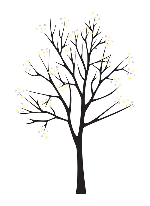 509x700 Black Tree Silhouette On White Background Wall Mural Pixers