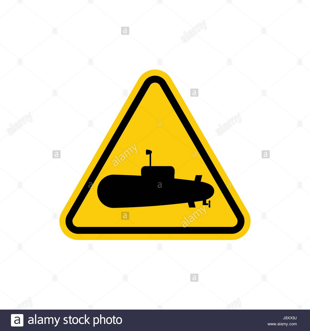 1300x1390 Submarine Danger Sign. In Water Can Swim Submarines. Yellow