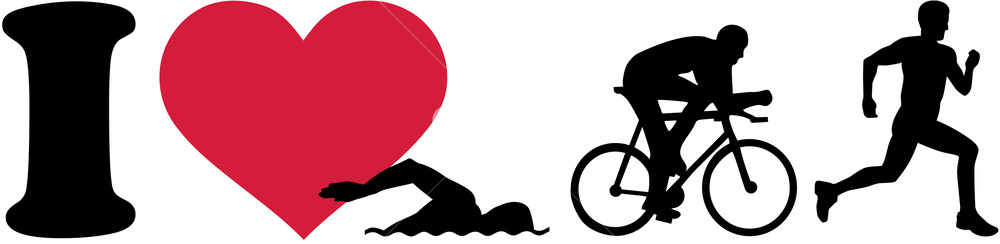 1000x244 I Love Triathlon Silhouettes Royalty Free Stock Image