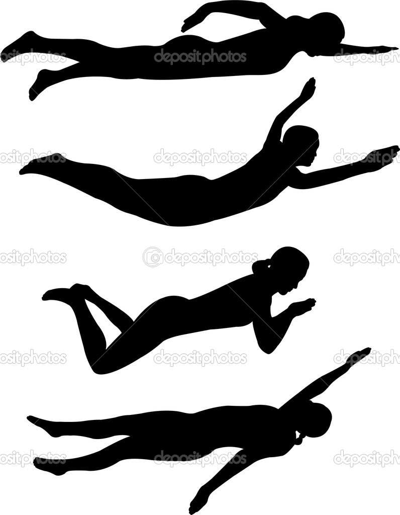 796x1024 Silhouette Clipart Swimmer