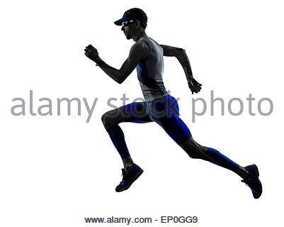401x320 Man Triathlon Iron Man Athlete Runners Running In Silhouette