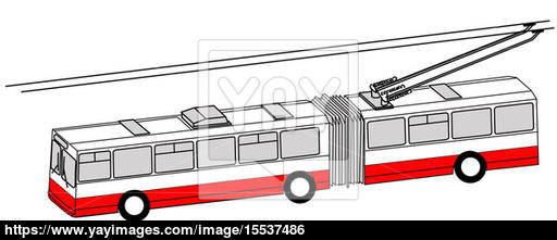 512x221 Trolley Bus Silhouette On White Background, Vector Illustration