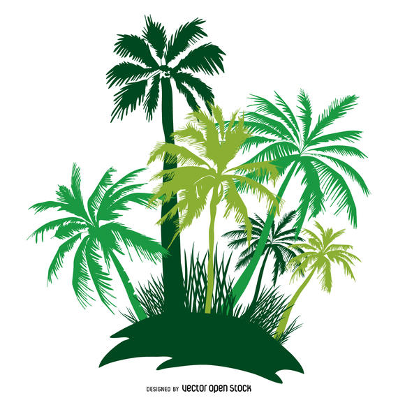 570x570 Isolated Palm Trees Island Silhouette