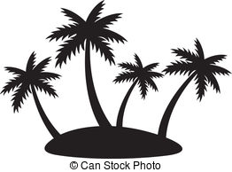 262x194 Illustration Tropical Island Four Palms Vector Clip Art Eps Images