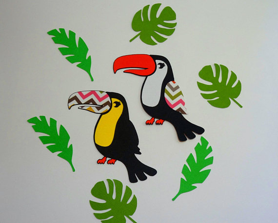 570x457 Toucan And Leaves Svg Cut File, Svg, Dxf For Cameo Silhouette