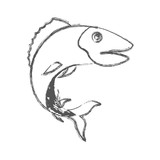 160x160 Blurred Sketch Silhouette Of Largemouth Bass Fish Vector