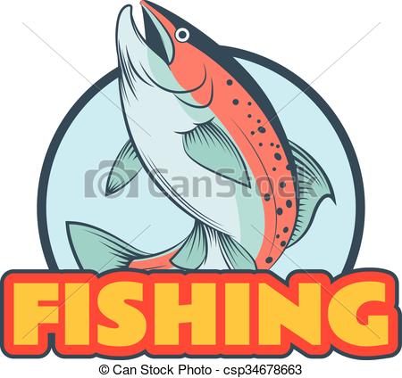 450x424 Trout Fishing Banner. Vector Image Of A Colourful Line Trout