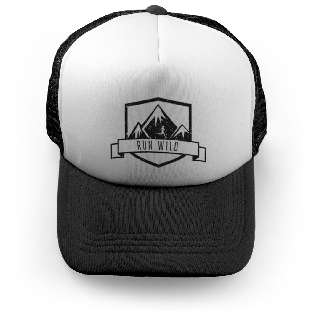 1050x1050 Running Trucker Hat Run Wild Badge Female Silhouette Running