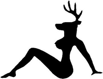 350x270 Girl With Antlers, Vinyl Cut Decal