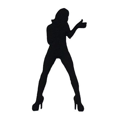 400x400 Left Facing Trucker Mudflap Girl Patch Black Silhouette Woman Iron