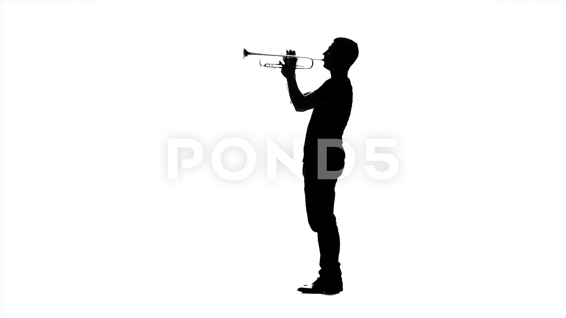 1920x1080 Professional Musician Playing Trumpet. Black Silhouette