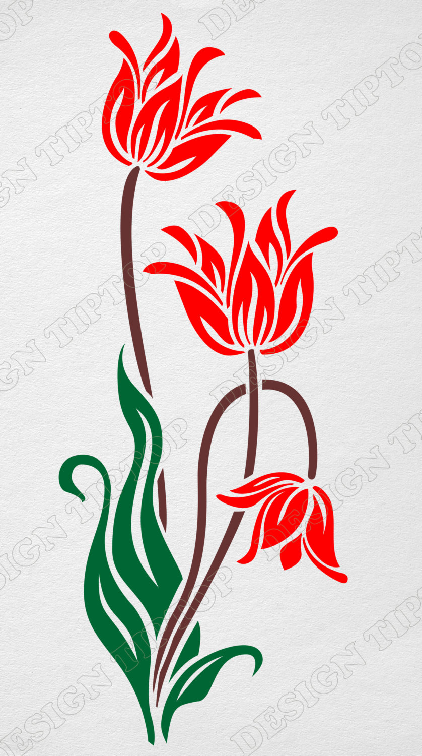 838x1500 Tulip Svg, Print And Cut, Flower Svg, Dxf Files, Cricut Cutting