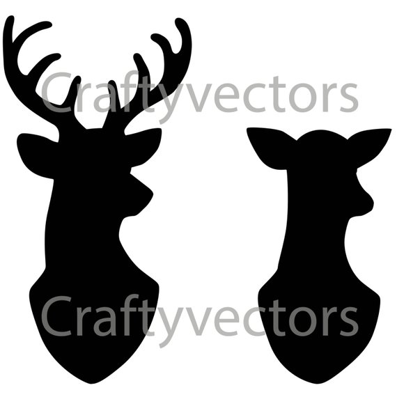 570x570 Stag Amp Doe Head Silhouettes Vector File Svg