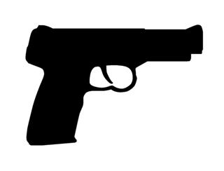 320x244 Hand Gun Silhouette Decal Sticker