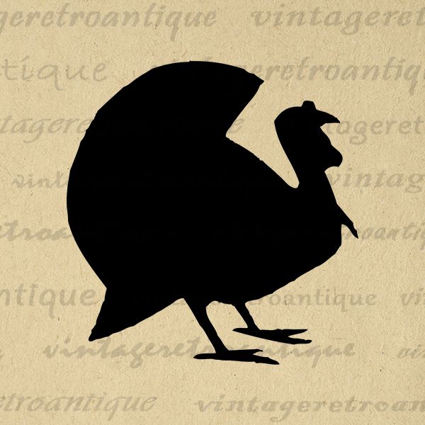600x600 Turkey Silhouette Printable Graphic Download Thanksgiving Bird