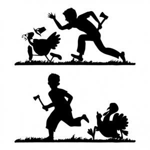 300x300 Pilgrim Chasing Turkey With Axe Svg Cuttable Files Wood Projects