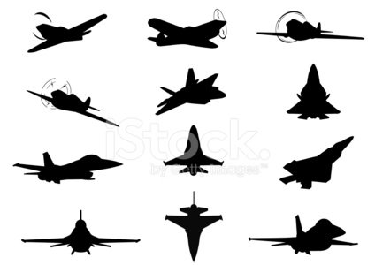424x300 Twelve Planes Silhouettes Stock Vectors