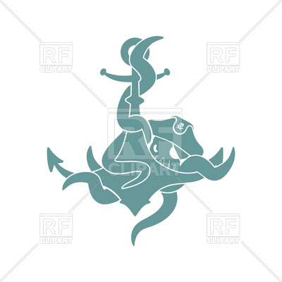 400x400 Pirate Octopus And Anchor Royalty Free Vector Clip Art Image